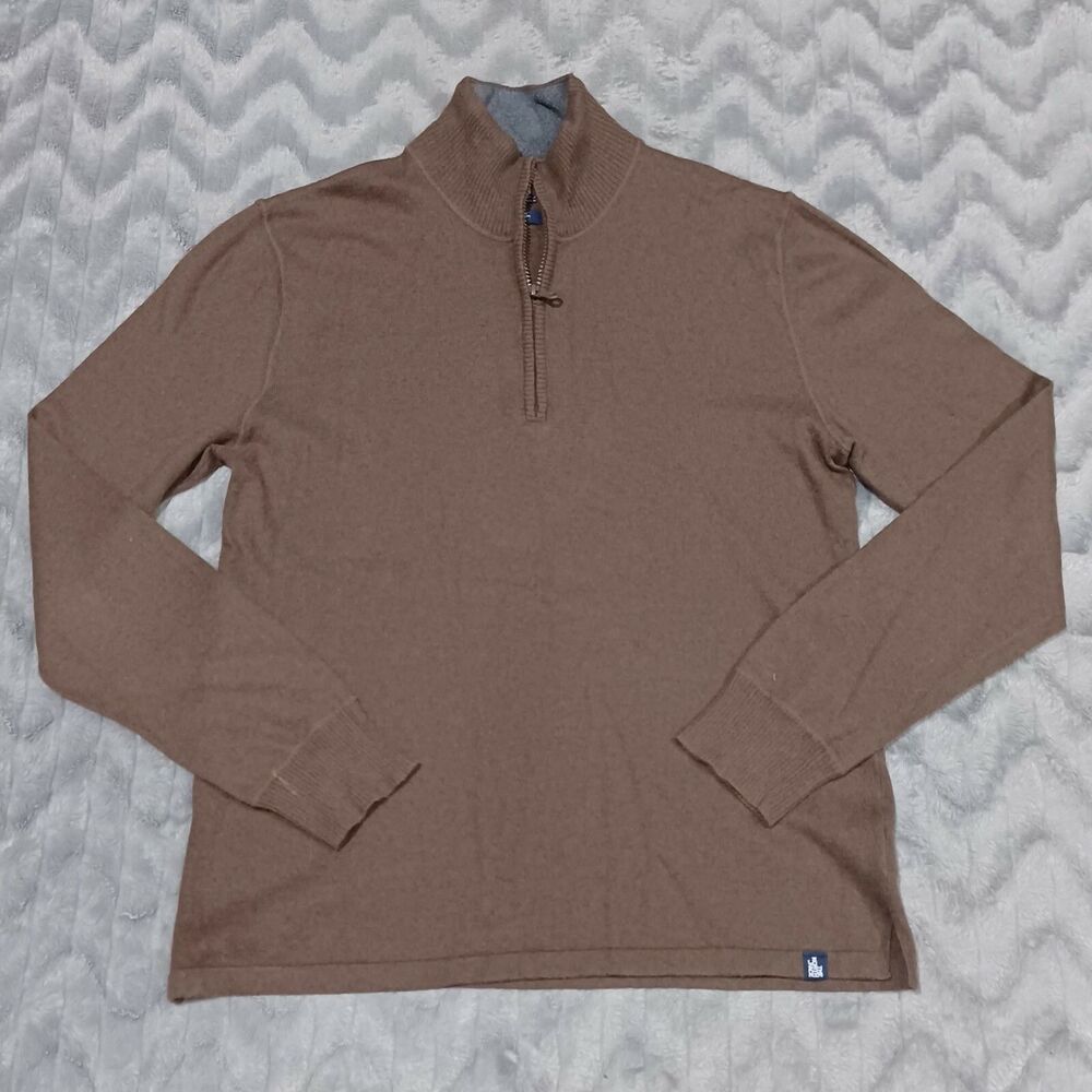 North Face Mens Size M Brown Long Sleeve 1/4 Zip Wool Blend Pullover Sweater